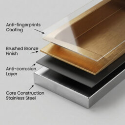 ARKO BATHROOM Arko Stainless Steel Shower Niche Wall Insert, Bathroom Shower Storage Shelf, Bronze - thumbnail 2