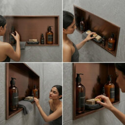 ARKO BATHROOM Arko Stainless Steel Shower Niche Wall Insert, Bathroom Shower Storage Shelf, Bronze - thumbnail 5