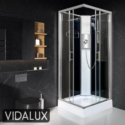 Vidalux Pure E Square 800 X 800 Black Electric Shower Cabin Triton Lux Metal 8.5Kw - image 1