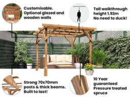 "Dunster House Wooden Pergola Garden Plants Frame Utopia 2M X 2M (6' 6"" X 6' 6"")" - thumbnail 3