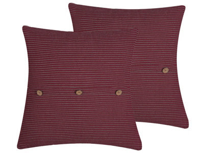 Beliani Set Of 2 Decorative Cushions Campanula 43 X 43 Cm Red Solid - image 1