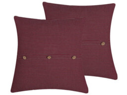 Beliani Set Of 2 Decorative Cushions Campanula 43 X 43 Cm Red Solid - thumbnail 1