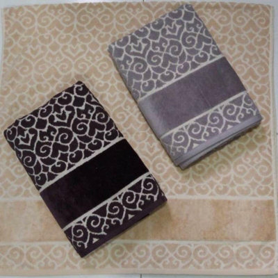 Gr8 Home Pack Of 3 Charm Jacquard Velour Beach Bath Towel Sheet Set 100% Cotton 600Gsm - image 1