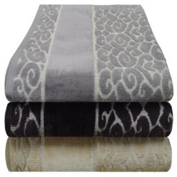 Gr8 Home Pack Of 3 Charm Jacquard Velour Beach Bath Towel Sheet Set 100% Cotton 600Gsm - thumbnail 2