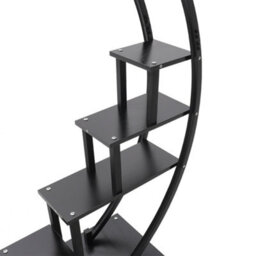 Living And Home 2Pcs Black Half Moon Shaped Metal Frame Plant Stand Display Shelf With Wheels 169 Cm (H) - thumbnail 4