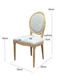 Aspect Furniture Set Of 2 Reiss French Country Solid Wood Dining Chairs, Grey Linen - thumbnail 7