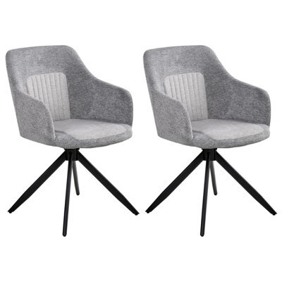 Beliani Set Of 2 Dining Chairs Swivel Likely Fabric Grey - image 1