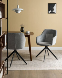 Beliani Set Of 2 Dining Chairs Swivel Likely Fabric Grey - thumbnail 2
