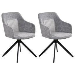 Beliani Set Of 2 Dining Chairs Swivel Likely Fabric Grey - thumbnail 1