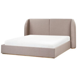 Beliani Ottoman Bed Fabric Monestier 180 X 200 Cm (Eu Super King) Taupe - thumbnail 5