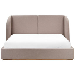 Beliani Ottoman Bed Fabric Monestier 180 X 200 Cm (Eu Super King) Taupe - thumbnail 6