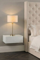 my furniture Inga White Glass Floating Bedside Table - thumbnail 3