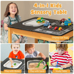 Costway 3-In-1 Kids Sand Water Activity Table Wooden Sensory Table - thumbnail 8