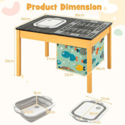 Costway 3-In-1 Kids Sand Water Activity Table Wooden Sensory Table - thumbnail 2