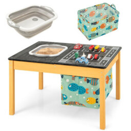 Costway 3-In-1 Kids Sand Water Activity Table Wooden Sensory Table
