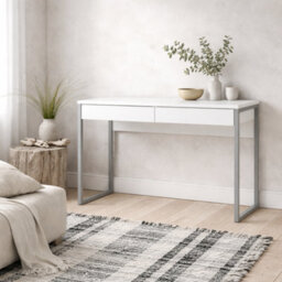 Wyld Haus Billabong White Gloss Office Desk 2 Drawers, 1016X400X765mm