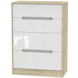 Turin 4 Drawer Deep Chest In White Gloss & Bardolino Oak (Ready Assembled) - thumbnail 6