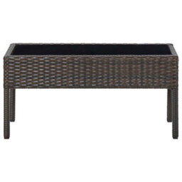 Berkfield Garden Table Brown 75X40X37 Cm Poly Rattan - thumbnail 2