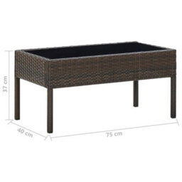 Berkfield Garden Table Brown 75X40X37 Cm Poly Rattan - thumbnail 5