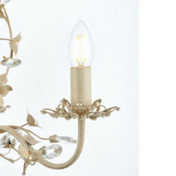 Hanging Flush Ceiling Pendant 3 Light Cream Gold Chandelier Lamp Bulb Holder - thumbnail 4