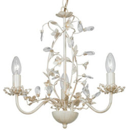 Hanging Flush Ceiling Pendant 3 Light Cream Gold Chandelier Lamp Bulb Holder