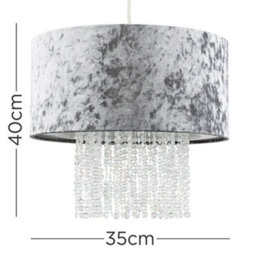 Valuelights Boland Silver Velvet & Acrylic Droplet Ceiling Lamp Shade (D)35Cm - thumbnail 7