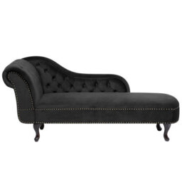 Beliani Left-Hand Chaise Longue Nimes Velvet Black