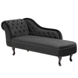 Beliani Left-Hand Chaise Longue Nimes Velvet Black - thumbnail 4