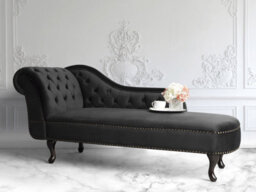 Beliani Left-Hand Chaise Longue Nimes Velvet Black - thumbnail 2