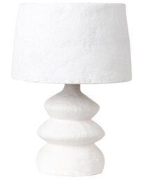Beliani Handcrafted White Papier-Mâché And Clay Table Lamp For Bedside, 23Cm X 23Cm X 39Cm - thumbnail 2