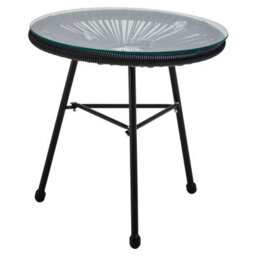 Orsina Steel Black Rattan 3 Piece Patio Set, Sturdy Table And Chairs, Outdoor Round Table And Chair, Lawn Chair Set - thumbnail 6