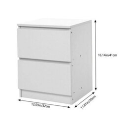 2 Drawers Wooden Nightstand White Bedside Table With Drawer Sofa End Table Bedroom Cabinet - thumbnail 2