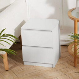 2 Drawers Wooden Nightstand White Bedside Table With Drawer Sofa End Table Bedroom Cabinet - thumbnail 3