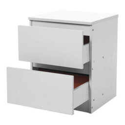 2 Drawers Wooden Nightstand White Bedside Table With Drawer Sofa End Table Bedroom Cabinet - thumbnail 4