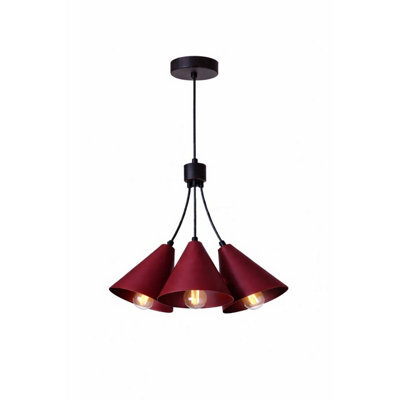 Luminosa Lighting Luminosa Sora Cluster Pendant Ceiling Light Burgundy 3X E27 - image 1
