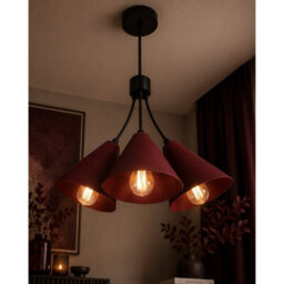 Luminosa Lighting Luminosa Sora Cluster Pendant Ceiling Light Burgundy 3X E27 - thumbnail 3