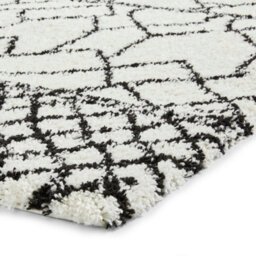 White Black Geometric Modern Shaggy Moroccan Easy To Clean Rug For Dining Room Rug-120Cm X 170Cm - thumbnail 4