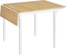 Songmics Vasagle Folding Dining Table, Drop Leaf Extendable, For Small Spaces, Seats 2-4 People, Industrial, Natural Oak And Cloud White - thumbnail 5