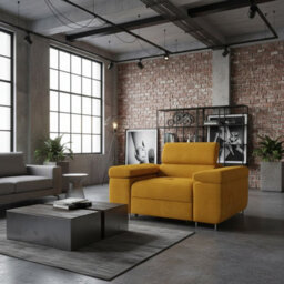 Torezio Armchair With Adjustable Headrests Living Room Upholstered Chipboard Frame Wave Spring 134X102X7090Cm Mustard - thumbnail 3