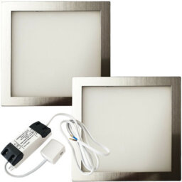 2-Pack Brushed Nickel Ultra-Slim Square Under Cabinet Led Kitchen Lights With Driver - Warm White Glow - thumbnail 1