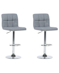 Wyld And Coco Monarch Grey Swivel Kitchen Bar Stools Set Of 2 - Adjustable Height, Chrome Base - thumbnail 3