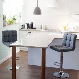 Wyld And Coco Monarch Grey Swivel Kitchen Bar Stools Set Of 2 - Adjustable Height, Chrome Base - thumbnail 2
