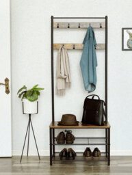 Vasagle Coat Rack, Coat Stand With Shoe Storage Bench, Hall Tree With Shoe Rack, 3-In-1 Design, Steel Frame