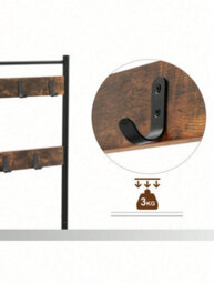 LEDREM Coat Rack, Coat Stand With Shoe Storage Bench, Hall Tree With Shoe Rack, 3-In-1 Design, Steel Frame - thumbnail 7