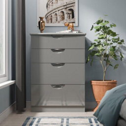 Rovigo Ready Assembled Gloss Dusk Grey 4 Drawer Chest (H)1074mm (W)765mm (D)415mm - thumbnail 1