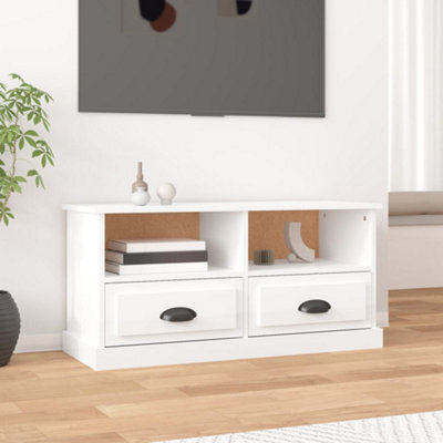 Berkfield Tv Cabinet High Gloss White 93X35.5X45 Cm Engineered Wood - image 1