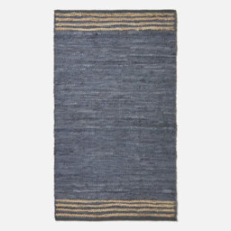 Homescapes Grey Recycled Leather Handwoven Stripe Rug, 120 X 170 Cm - thumbnail 2