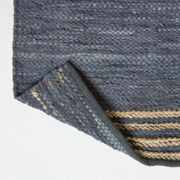Homescapes Grey Recycled Leather Handwoven Stripe Rug, 120 X 170 Cm - thumbnail 5