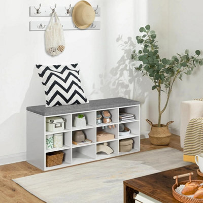 12 Compartments Shoe Bench & Coat Rack Padded Seat Storage Shoe Rack - image 1