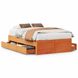 Berkfield Bed Frame Without Mattress With Drawers Wax Brown 120X190 Cm Small Double Solid Wood Pine - thumbnail 2